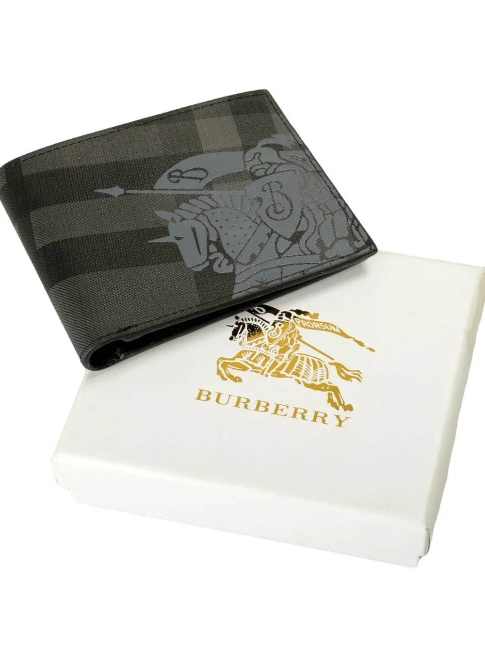 Burberry Men's Logo & Checkered Textured Leather Bifold Wallet